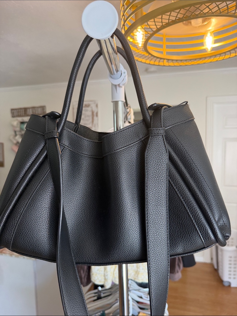 Forever 21 Black Pebbled Shoulder Tote Bag